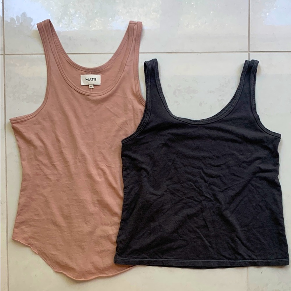 MATE the Label organic cotton 2-4-1 tank tops rose pink xs charcoal grey small